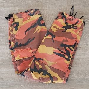 Orange camo cargo pants